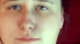 An amateur girl casually gets her face covered in cum