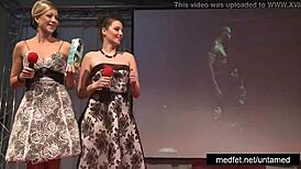 Female and Male Strippers Tease Crowd with Erotic Dance Moves. Clothes Get Ripped Off!