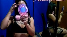 Anjinha Posing Sensually In Lingerie By Mirror