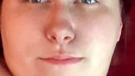 An amateur girl casually gets her face covered in cum