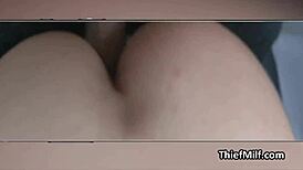 Officer fucks sporty big tit housewife in office lingerie