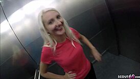 German Teen - Skinny Blonde Banged Hard After McFit Workout!
