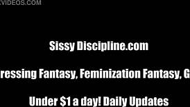 Stockings hug your legs tight in femdom crossdressing play. Feel the control.