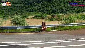 totally naked and peeing on street - danna hot, damn crazy!