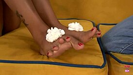 this brunette bitch got her feet fucked before her cunt drilled hard