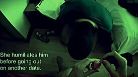 Hey, mistress dominates husband with chastity and stockings in homemade cuckold reality