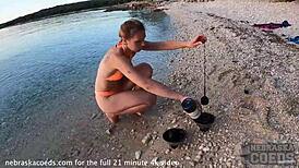 Nude Fire Dancing On The Beach At Sunset