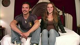 Nervous amateurs suck huge cocks for cash in wild casting.