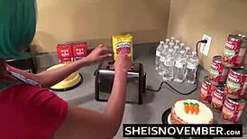 Step brother convinces cute step sister msnovember to fuck in kitchen