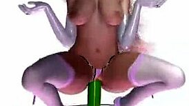 Princess Peach Rides Dildo Hard on Big Cock Anime Scene. Her Hairless Body Dances Wild