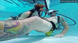 Minnie Manga Dives Deep Taking Hard Cock Underwater in Tight Hole.