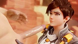 Tracer Pays Bet With Blowjob And Cumshot