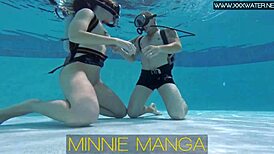 Minnie Manga Dives Deep Taking Hard Cock Underwater in Tight Hole.