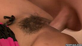 small-titty thai chick gets her tight cunt wrecked by huge cock