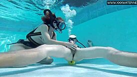 Minnie Manga Dives Deep Taking Hard Cock Underwater in Tight Hole.