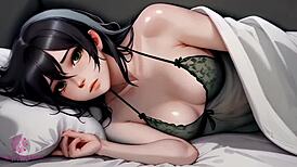 Close-up POV AI.3D cartoon of stepsister's friend's big tits
