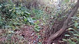 In the garden, a young wife gets fucked in the bushes after picking vegetables.