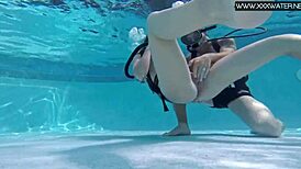 Minnie Manga Dives Deep Taking Hard Cock Underwater in Tight Hole.