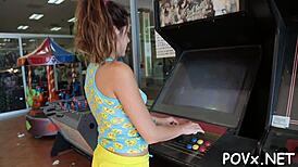 Nasty Teen Babe Sucks Cock In Rough POV Sex Action