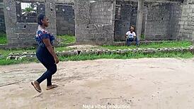 Young girl meets guy on street for outdoor ass fucking