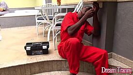 Sex-crazed tranny Amanda Ferraz lures two men into a raw intense 3some