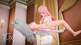 Zero two has futanari sex in anime hentai game?