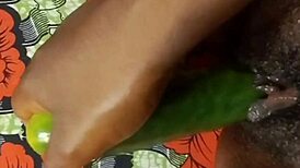 Suggestive cyndy blackslave drills cucumber deep with wild squirt on webcam