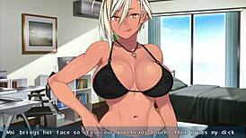 Kanobitch teases, becoming a slut in this hentai game