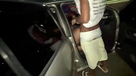 Brazilian teen and friend bare it all for strangers in public street romp