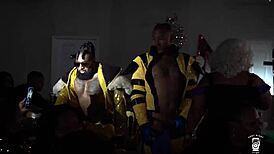 X men strip naked for milfs in interracial orgy with big cocks and anal action