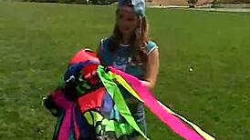 Teen Little April rubs her clit outdoors while sucking a popsicle. She’s all alone showing off.