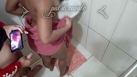 I spotted my cute prostitute in the bathroom, and she eagerly asked to see my dick