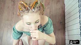 Stepsister Dolly Rud with dreadlocks rides tight in wild doggystyle