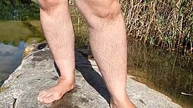 Hairy wife flashes outdoors, drawing stares with her bold mature moves. Everyone’s watching!