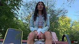 Why does my girlfriend orgasm in the public park under my toy control?