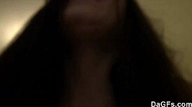 The busty brunette girlfriend surprised her man with a hardcore blowjob and facial in their home