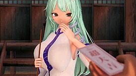 Hell Yeah! Sanae’s Anime Tits Squeeze Tight for a Wild Creampie in 3D!