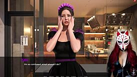 Redhead milf Kate in maid cosplay stockings!