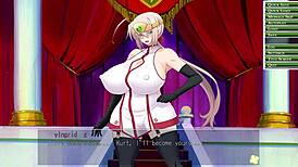 The horny heroine ingrid in episode 6 makes her cum in this anime hentai game.