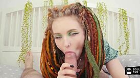 Stepsister Dolly Rud with dreadlocks rides tight in wild doggystyle
