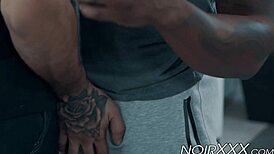 Muscular Black Gay Ass Destroys Hunky Bearded White Stud