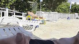 She caught me jerking off and helped finish by public pool