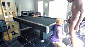 I'm that wild milf, sucking on pool table!
