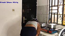 Kenya student films himself fucking big ass mama in homemade tape, making her squirt heavily.