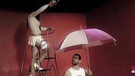 Blonde Model Licks Milk Off Big Tits in Pool