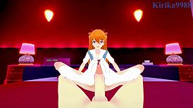 rei ayanami and asuka langley soryu have intense sex in neon genesis evangelion pov hentai, creampie included