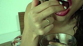 Latina Brunette in Lingerie Gives Jerk Off Instructions, Swallows Cum in Doggy