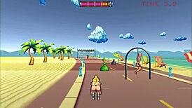 Roller babe engages in outdoor BDSM with muscular guys