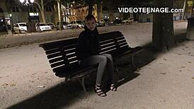 skinny teen 18+ goes through porn casting interview with dildo and toys