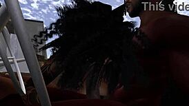 Second Life Black Man Bangs Black Woman at Drive-In